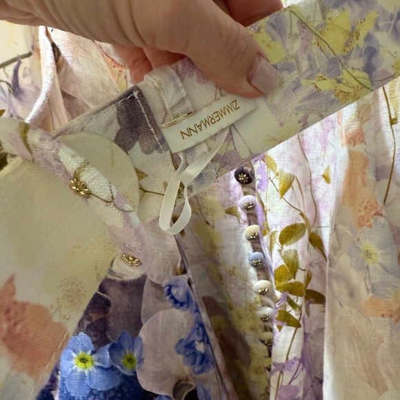 Zimmermann Rhythmic Floral Buttoned linen mini dress US 4 AU 0 - Picture 5 of 7